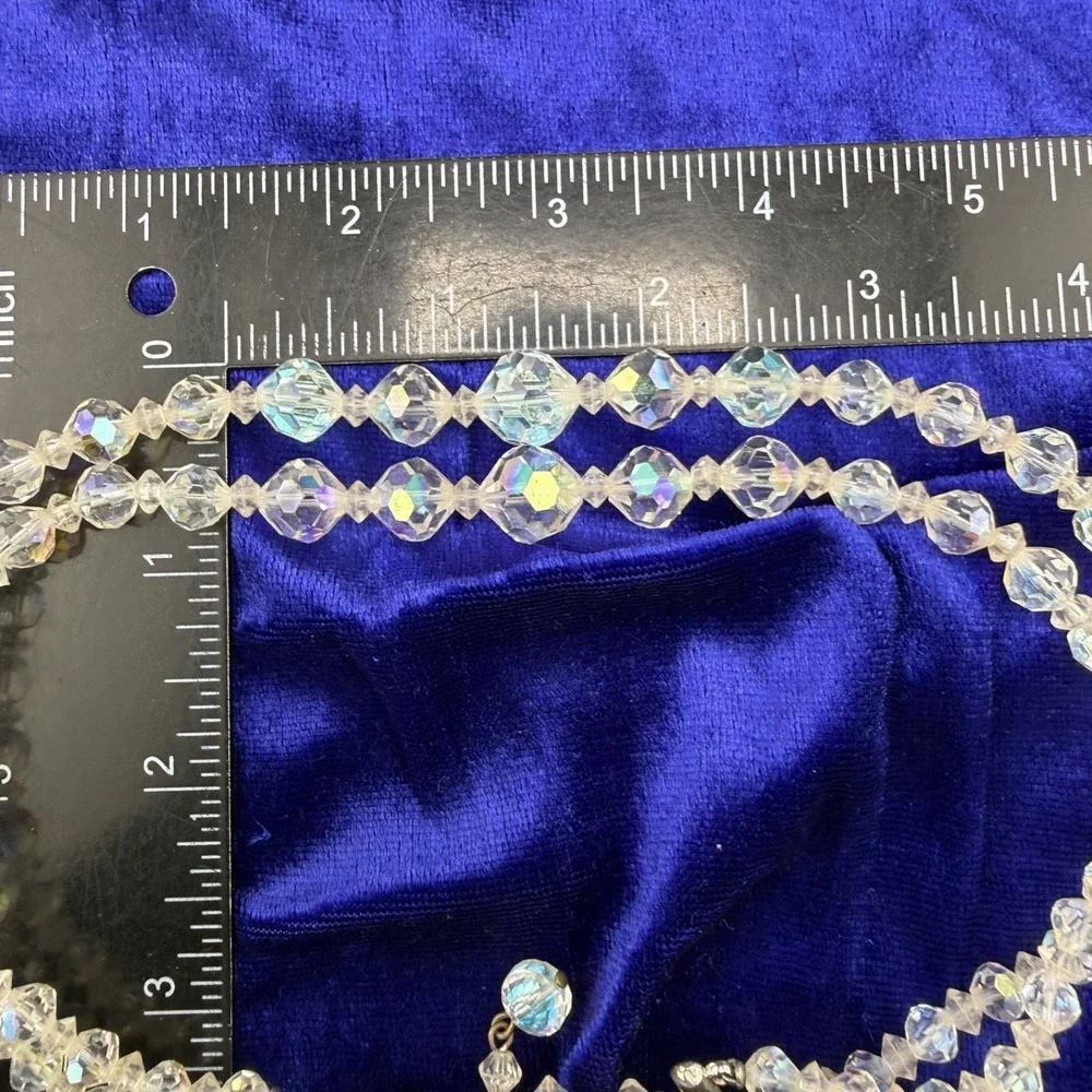 Vintage Faceted‎ Glass Necklace AB Layered 14